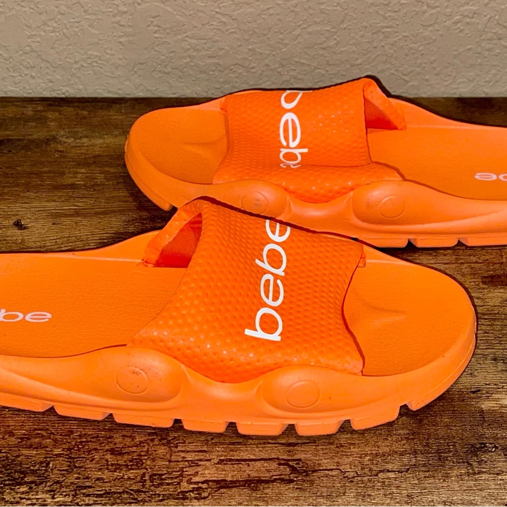 Bebe Bold Orange Slide Sandals - Picture 2 of 4